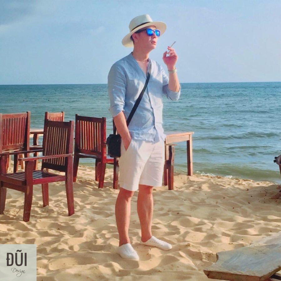 Áo đũi nam cổ trụ dài tay xanh M6 - www.duidesign.vn Áo đũi nam cổ trụ dài tay xanh M6 - www.duidesign.vn