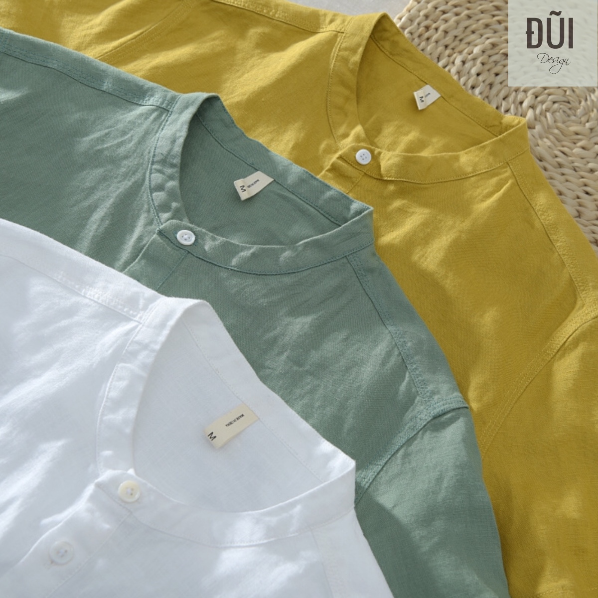 áo đũi nam cổ trụ chui đầu cộc tay vàng mù tạt áo đũi nam cổ trụ chui đầu cộc tay vàng mù tạt