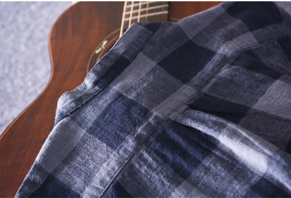 áo đũi nam cổ trụ tay lỡ xanh carô áo đũi nam cổ trụ tay lỡ xanh carô