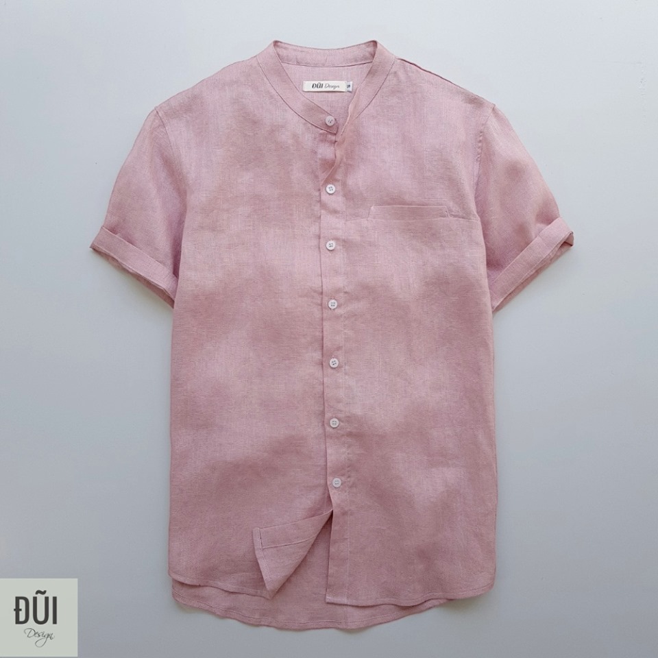 áo đũi nam cổ trụ cộc tay hồng đất áo đũi nam cổ trụ cộc tay hồng đất