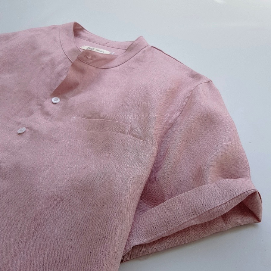 áo đũi nam cổ trụ cộc tay hồng đất áo đũi nam cổ trụ cộc tay hồng đất