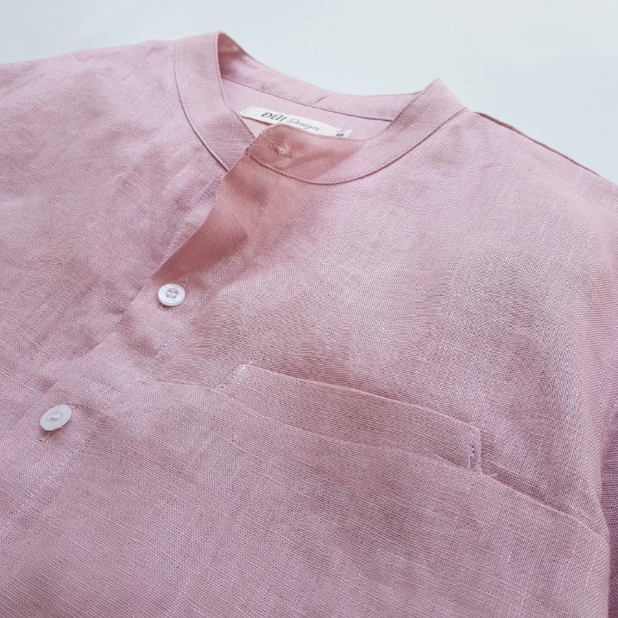 áo đũi nam cổ trụ cộc tay hồng đất áo đũi nam cổ trụ cộc tay hồng đất