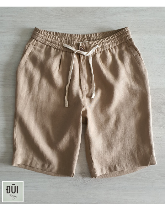 Quần short đũi nam cạp chun nâu đất