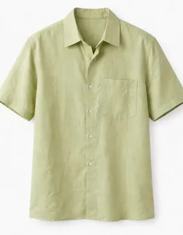 Áo đũi nam cài khuy cổ bẻ cộc tay xanh lá (1)