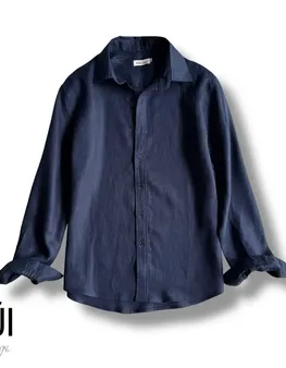 Áo đũi nam cài khuy cổ bẻ dài tay xanh đen M8