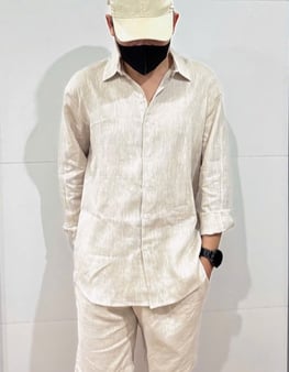 Áo sơ mi đũi nam cổ bẻ be M8