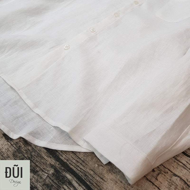 Áo đũi nam cài khuy cổ bẻ dài tay trắng M8 Áo đũi nam cài khuy cổ bẻ dài tay trắng M8