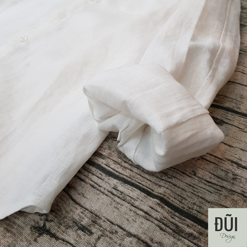 Áo đũi nam cài khuy cổ bẻ dài tay trắng M8 Áo đũi nam cài khuy cổ bẻ dài tay trắng M8