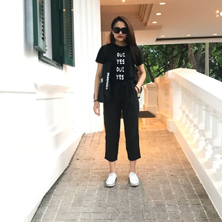 Quần đũi nữ baggy đen Quần đũi nữ baggy đen