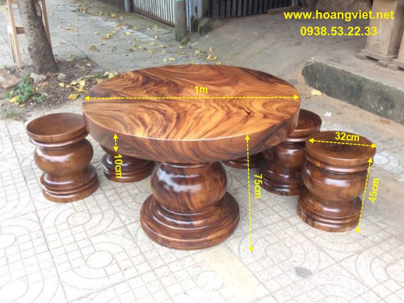 Bàn tròn gỗ me tây đường kính 1m  Bàn tròn gỗ me tây đường kính 1m