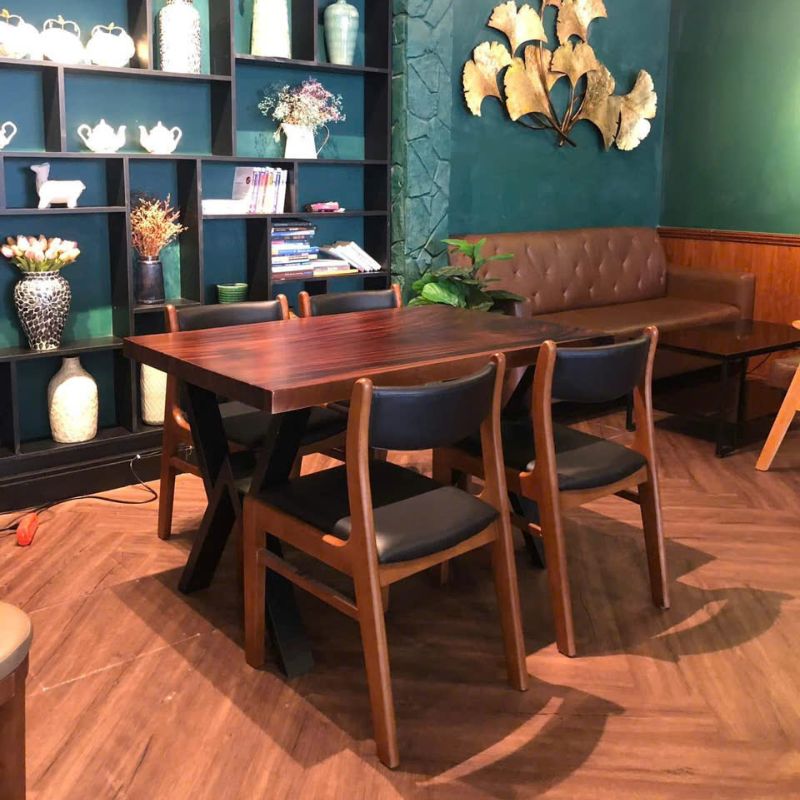 Bàn cafe gỗ me tây nguyên tấm chân sắt Bàn cafe gỗ me tây nguyên tấm chân sắt