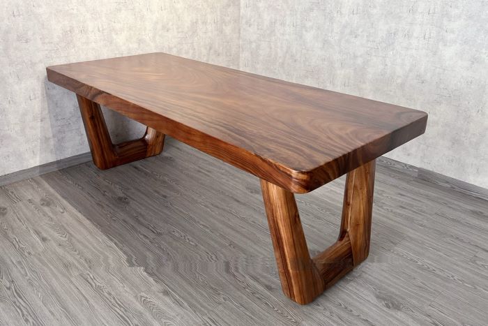 Chân bàn gỗ đẹp kết hợp mặt bàn nguyên khối