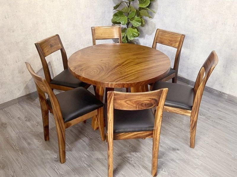 Bàn ăn tròn đẹp gỗ me tây Bàn ăn tròn đẹp gỗ me tây