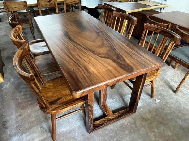 Bàn ăn 6 ghế gỗ me tây nguyên tấm Bàn ăn 6 ghế gỗ me tây nguyên tấm