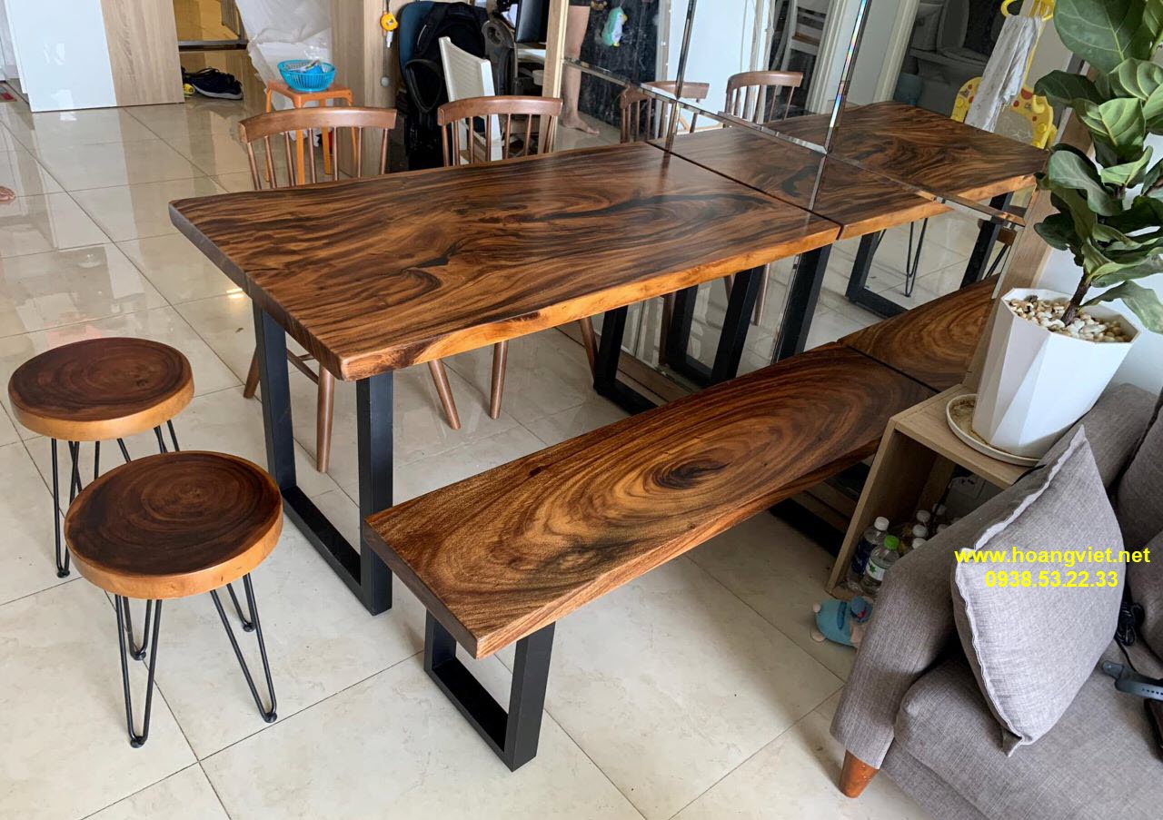 Bộ bàn gỗ me tây chân sắt Bộ bàn gỗ me tây chân sắt