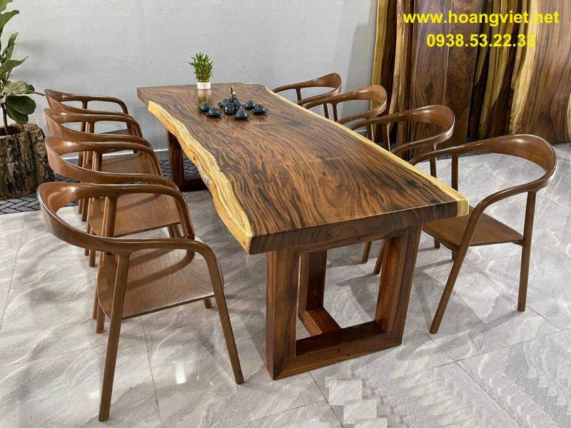 Bàn ăn gỗ nguyên tấm 8 ghế Bàn ăn gỗ nguyên tấm 8 ghế