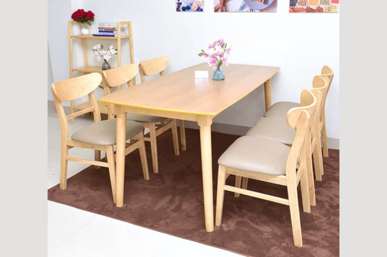 Bàn ăn 6 ghế gỗ cao su Bàn ăn 6 ghế gỗ cao su