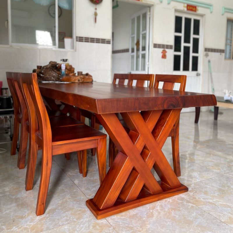 Bàn gỗ me tây kết hợp chân gỗ 2x Bàn gỗ me tây kết hợp chân gỗ 2x