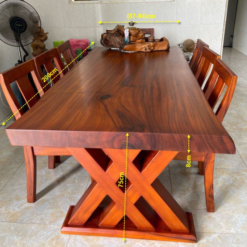 Bàn ăn 6 ghế gỗ me tây nguyên khối Bàn ăn 6 ghế gỗ me tây nguyên khối