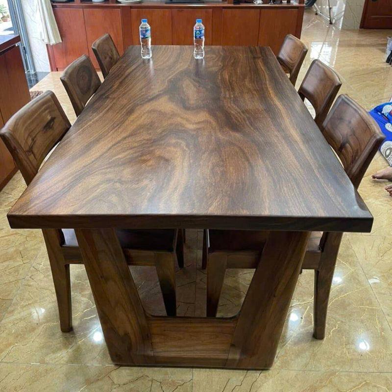 Bàn ăn 6 ghế mặt gỗ me tây nguyên tấm Bàn ăn 6 ghế mặt gỗ me tây nguyên tấm