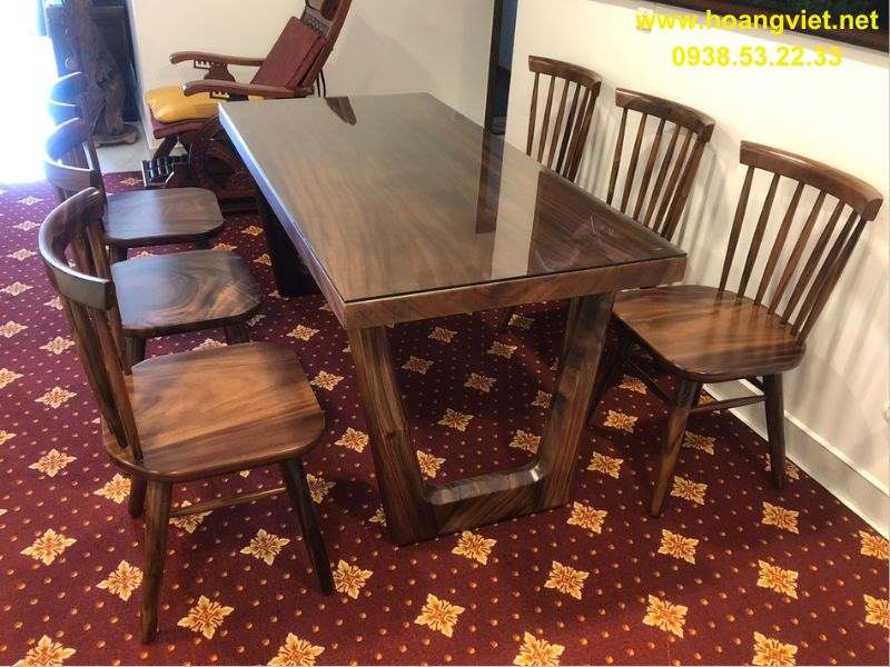 Bàn ăn 6 ghế pinnstol gỗ me tây Bàn ăn 6 ghế pinnstol gỗ me tây