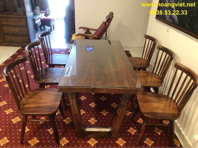 Bàn ăn 6 ghế pinnstol gỗ me tây Bàn ăn 6 ghế pinnstol gỗ me tây