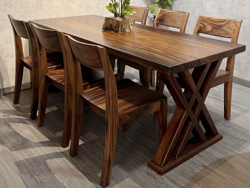 Bàn ăn bằng gỗ me tây vân đẹp Bàn ăn bằng gỗ me tây vân đẹp