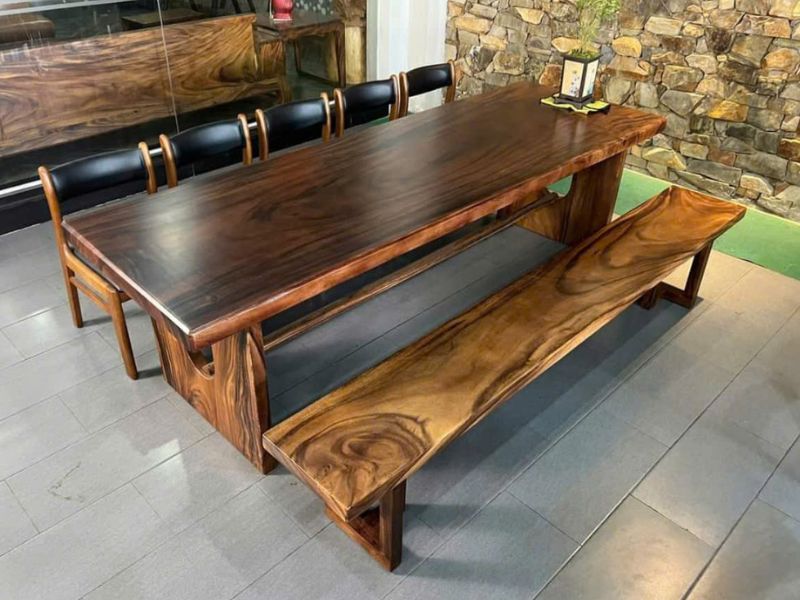 Bàn ăn ghế băng dài 10 người gỗ me tây. Bàn ăn ghế băng dài 10 người gỗ me tây.