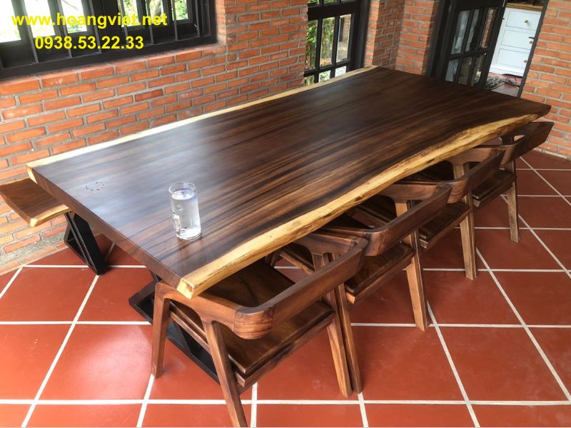 Bàn ăn ghế băng dài 8 người gỗ me tây Bàn ăn ghế băng dài 8 người gỗ me tây