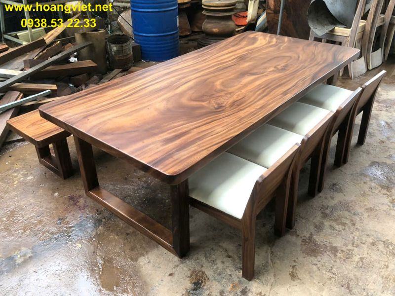 Bàn ăn ghế dài gỗ me tây nguyên khối Bàn ăn ghế dài gỗ me tây nguyên khối