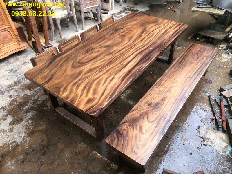 Bàn ăn ghế dài gỗ me tây nguyên khối Bàn ăn ghế dài gỗ me tây nguyên khối