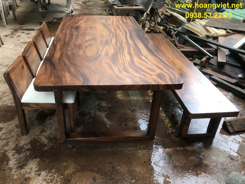 Bàn ăn ghế dài gỗ me tây nguyên khối Bàn ăn ghế dài gỗ me tây nguyên khối
