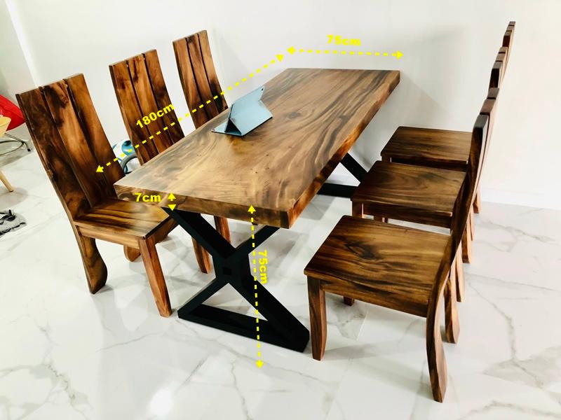 Bàn ăn gỗ liền khối 6 ghế Bàn ăn gỗ liền khối 6 ghế