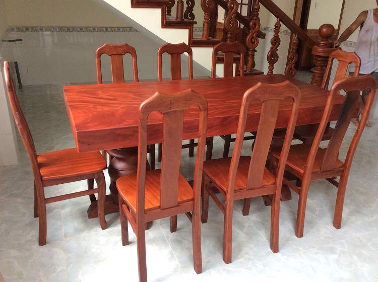 Bộ bàn ăn gỗ liền khối 8 ghế Bộ bàn ăn gỗ liền khối 8 ghế