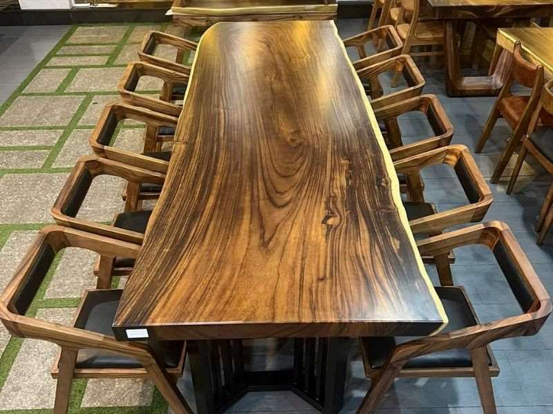 Bàn ăn gỗ me tây nguyên khối 10 ghế katakana Bàn ăn gỗ me tây nguyên khối 10 ghế katakana