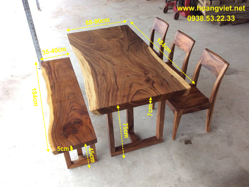 Bàn ăn gỗ me tây nguyên khối dài 1m8 Bàn ăn gỗ me tây nguyên khối dài 1m8