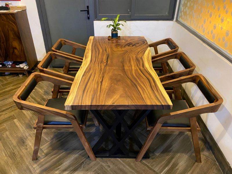 Bàn ăn gỗ me tây 6 ghế katakana Bàn ăn gỗ me tây 6 ghế katakana