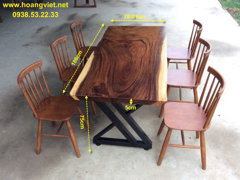 Bàn ăn gỗ me tây 6 ghế pinnstol Bàn ăn gỗ me tây 6 ghế pinnstol