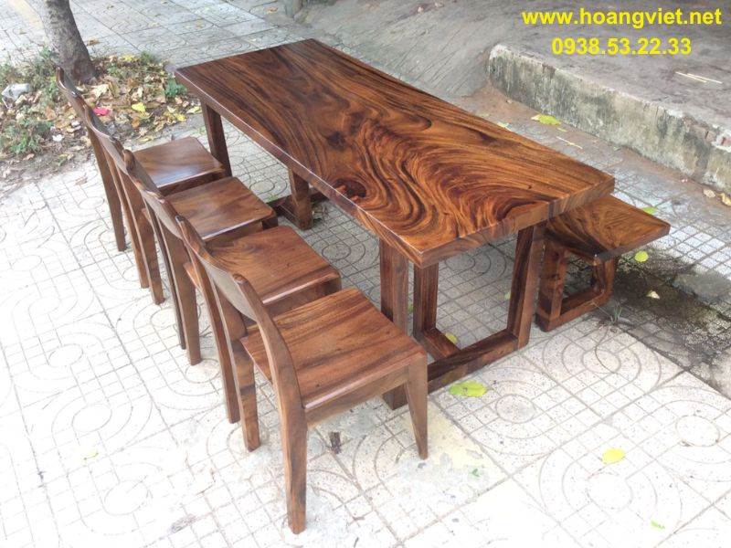 Bàn ăn gỗ me tây ghế băng dài Bàn ăn gỗ me tây ghế băng dài