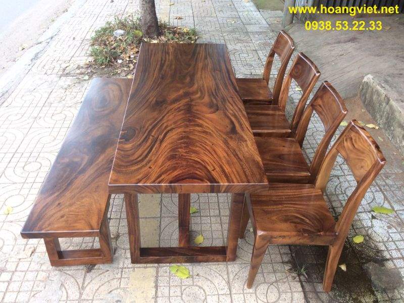 Bàn ăn gỗ me tây ghế băng dài Bàn ăn gỗ me tây ghế băng dài