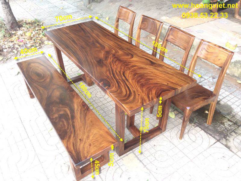 Bàn ăn gỗ me tây ghế băng dài Bàn ăn gỗ me tây ghế băng dài