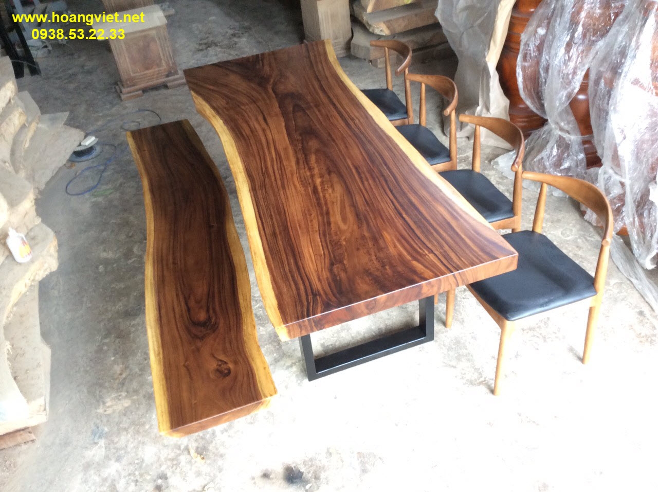 Bàn ghế ăn gỗ me tây băng dài Bàn ghế ăn gỗ me tây băng dài