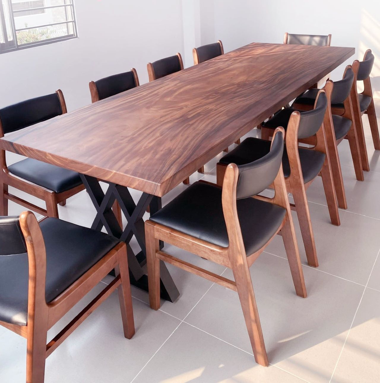 Bàn ăn gỗ me tây nguyên khối 10 ghế nord Bàn ăn gỗ me tây nguyên khối 10 ghế nord