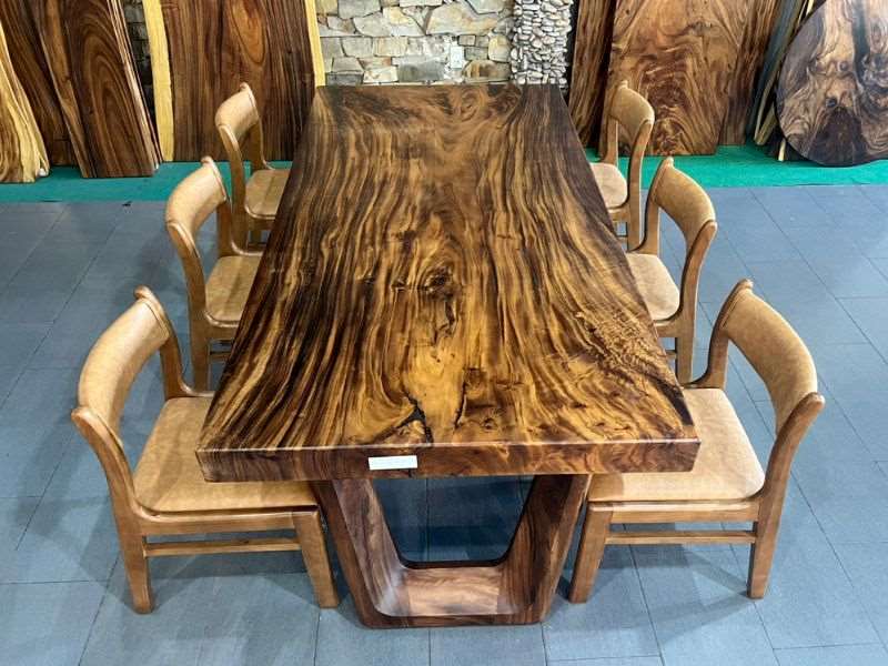 Bàn ăn gỗ nguyên khối 6 ghế bella Bàn ăn gỗ nguyên khối 6 ghế bella