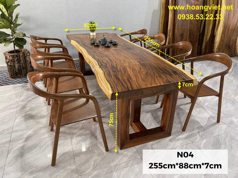 Kích thước bàn ăn gỗ nguyên tấm 8 ghế Kích thước bàn ăn gỗ nguyên tấm 8 ghế