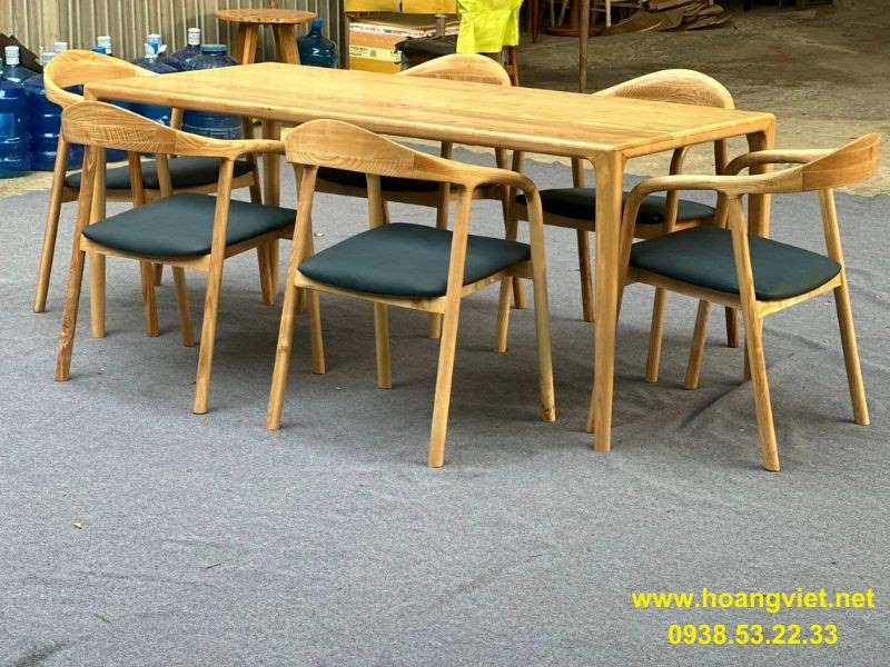 Bàn ăn gỗ tần bì kết hợp 6 ghế neva có tay Bàn ăn gỗ tần bì kết hợp 6 ghế neva có tay
