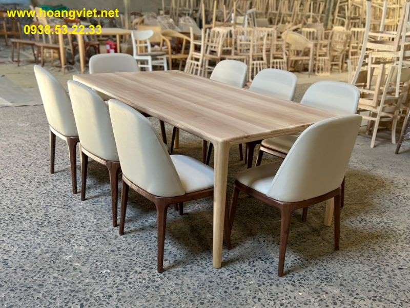 Bàn ăn gỗ tần bì 8 ghế grace Bàn ăn gỗ tần bì 8 ghế grace