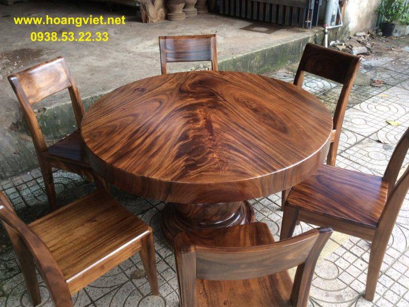 Bàn ăn tròn 6 ghế gỗ gỗ me tây nguyên khối Bàn ăn tròn 6 ghế gỗ gỗ me tây nguyên khối
