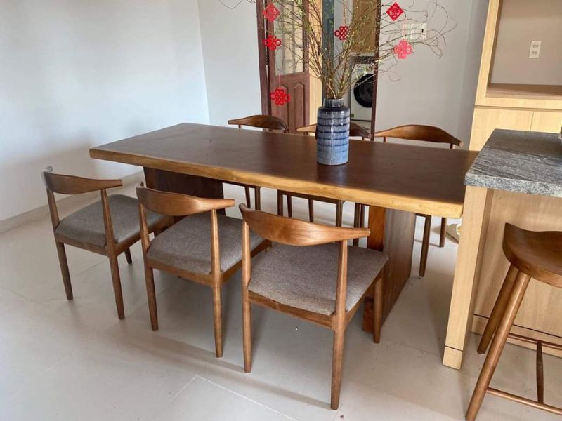 Bàn ăn gỗ tự nhiên me tây 6 ghế bull Bàn ăn gỗ tự nhiên me tây 6 ghế bull