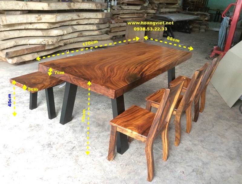 Kích thước bàn ăn me tây nguyên tấm 6 người Kích thước bàn ăn me tây nguyên tấm 6 người